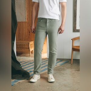 Men’s Faherty Stretch Terry 5-Pocket Pants in Faded Olive — Size 35